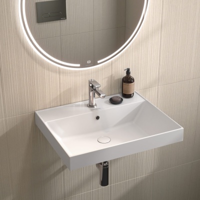 Раковина Cubo/Кубо подвесная\мебельная 60, белая глянцевая Раковина Cubo/Кубо подвесная\мебельная 60, белая глянцевая