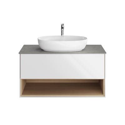 Тумба Plaza Modern/Плаза Модерн подвесная 100 белый 1 ящик + полка