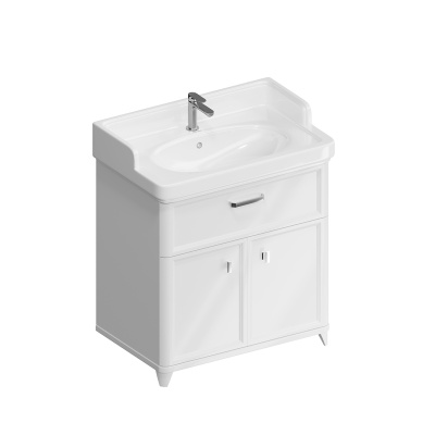 Тумба Pompei/Помпеи напольная с ящиком и дверцами 80, белая глянцевая Тумба Pompei/Помпеи напольная с ящиком и дверцами 80, белая глянцевая