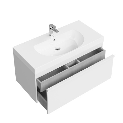 Тумба Modula/Модула подвесная 100 с ящиком 1+1, белая глянцевая