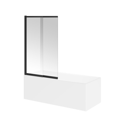 Шторка на ванну Vetro/Ветро, раздвижная/распашная, 100х150, матовый черный