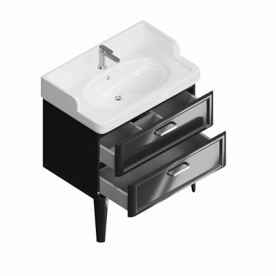 Тумба Pompei/Помпеи напольная с 2 ящиками 80, черная глянцевая Тумба Pompei/Помпеи напольная с 2 ящиками 80, черная глянцевая