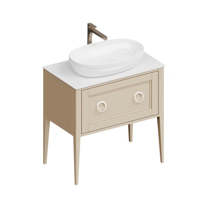 Тумба PLAZA Classic NEO напольная 1+1 ящик 80, капучино матовый