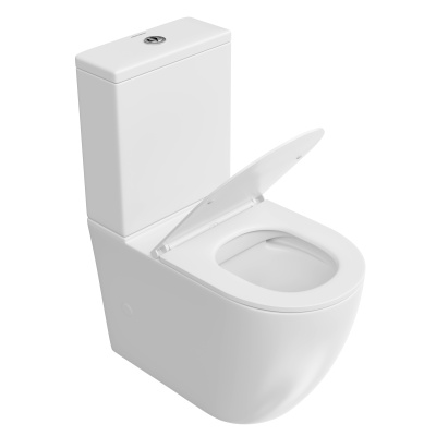 Унитаз Sfera/Сфера напольный безободковый с крепежом и сиденьем, белый глянцевый