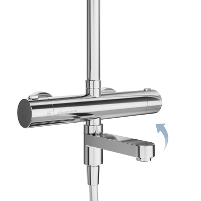 Душевая колонна Fonte/Фонте на 3 потока с поворотным изливом с термостатическим смесителем, хром Душевая колонна Fonte/Фонте на 3 потока с поворотным изливом с термостатическим смесителем, хром