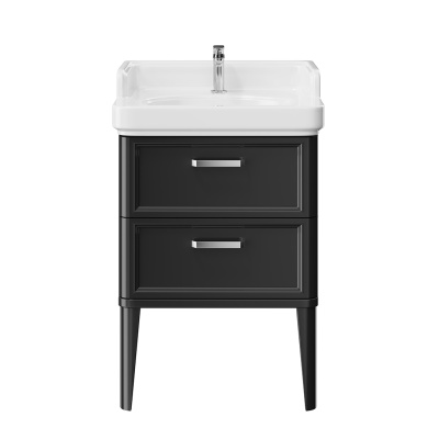 Тумба Pompei/Помпеи напольная с 2 ящиками 60, черная глянцевая Тумба Pompei/Помпеи напольная с 2 ящиками 60, черная глянцевая