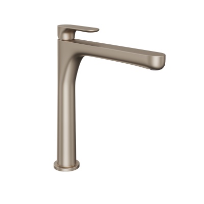 Смеситель для раковины Ole/Оле однорычажный высокий без донного клапана, золотой атласный