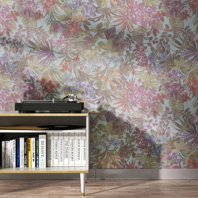 Обои виниловые Джангл мотив, голубой цветной Обои виниловые Джангл мотив, голубой цветной