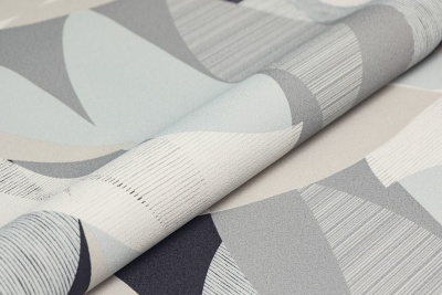 Обои виниловые на флизелиновой основе Шафран мотив, черный, листья