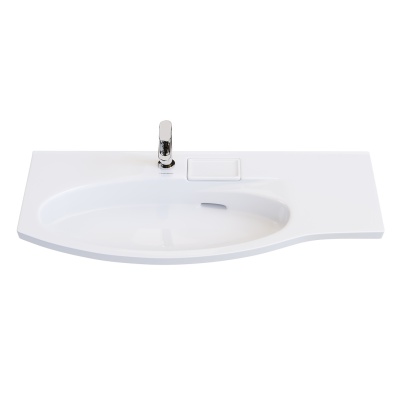 Раковина Riva/Рива мебельная левая с крепежом 100, белая глянцевая