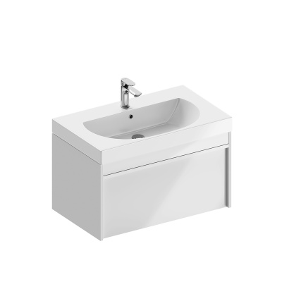 Тумба Modula/Модула подвесная 80 с ящиком 1+1, белая глянцевая Тумба Modula/Модула подвесная 80 с ящиком 1+1, белая глянцевая