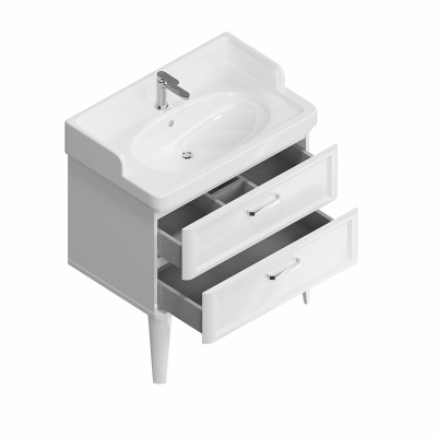 Тумба Pompei/Помпеи напольная с 2 ящиками 80, белая глянцевая