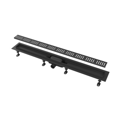 Душевой лоток смарт с перфорированной решеткой, черный, 85 см