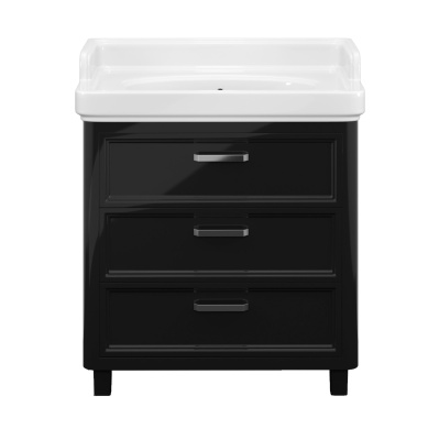 Тумба Pompei/Помпеи напольная с 3 ящиками 80,черная глянцевая Тумба Pompei/Помпеи напольная с 3 ящиками 80,черная глянцевая