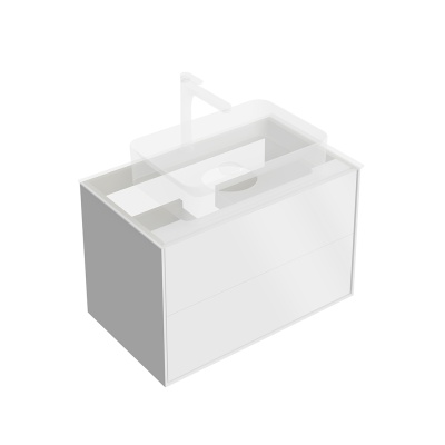 Тумба PLAZA Modern подвесная 80, push, 2 ящика, белая матовая