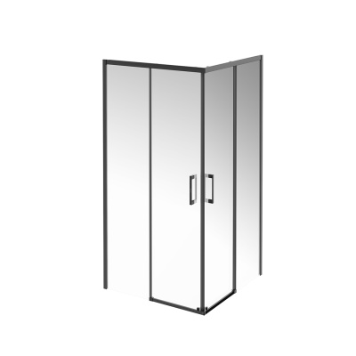 Душевой уголок Vetro/Ветро, раздвижной, квадратный, 100х100х195, матовый черный