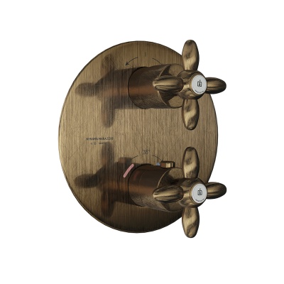 Встраиваемый термостатический смеситель для душа Muse/Муза с регулировкой температуры, потертая бронза