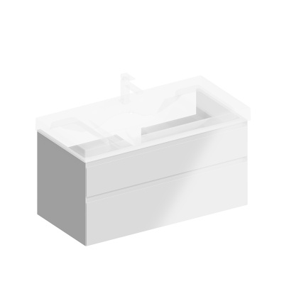 Тумба Cubo/Кубо подвесная с ящиками 100, белая глянцевая