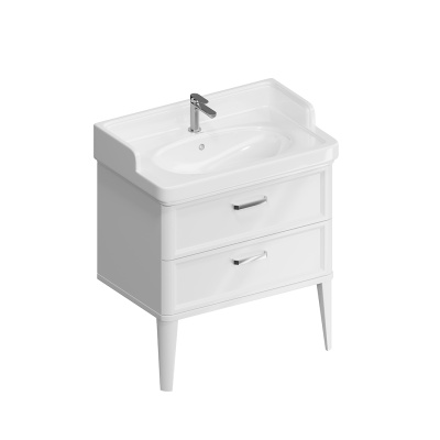 Тумба Pompei/Помпеи напольная с 2 ящиками 80, белая глянцевая Тумба Pompei/Помпеи напольная с 2 ящиками 80, белая глянцевая