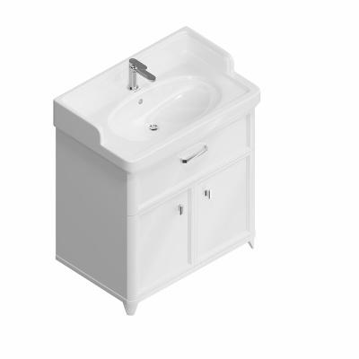 Тумба Pompei/Помпеи напольная с ящиком и дверцами 80, белая глянцевая Тумба Pompei/Помпеи напольная с ящиком и дверцами 80, белая глянцевая