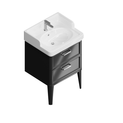 Тумба Pompei/Помпеи напольная с 2 ящиками 60, черная глянцевая Тумба Pompei/Помпеи напольная с 2 ящиками 60, черная глянцевая