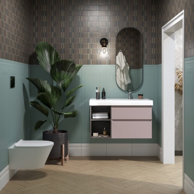 Раковина Cubo/Кубо правая подвесная\мебельная 90, белая глянцевая