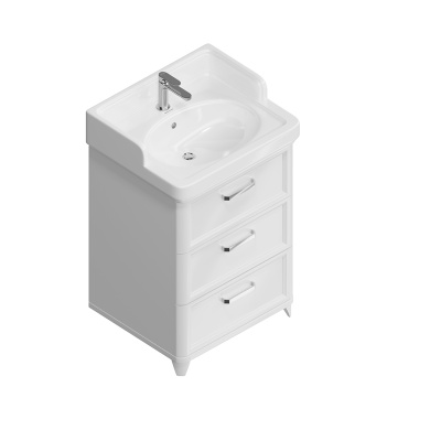 Тумба Pompei/Помпеи напольная с 3 ящиками 60, белая глянцевая Тумба Pompei/Помпеи напольная с 3 ящиками 60, белая глянцевая