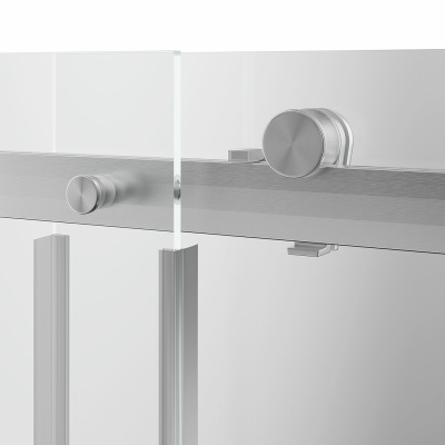 Душевая дверь Cristallo/Кристалло, раздвижная с функцией плавного открывания и закрывания, 140х210, брашированный никель, упаковка 1/2