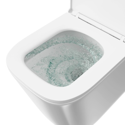 Унитаз Cubo Tornado/Кубо Торнадо подвесной, с системой смыва торнадо с крепежом и сиденьем, белый глянцевый