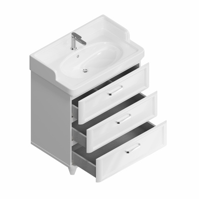 Тумба Pompei/Помпеи напольная с 3 ящиками 80, белая глянцевая Тумба Pompei/Помпеи напольная с 3 ящиками 80, белая глянцевая