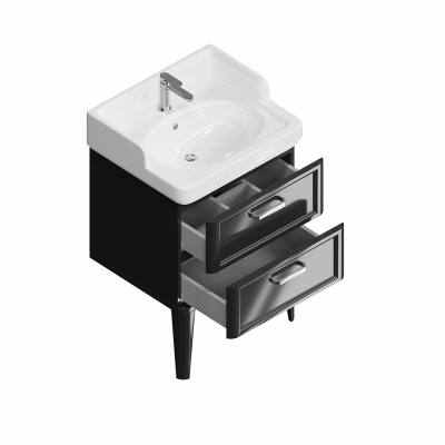 Тумба Pompei/Помпеи напольная с 2 ящиками 60, черная глянцевая Тумба Pompei/Помпеи напольная с 2 ящиками 60, черная глянцевая