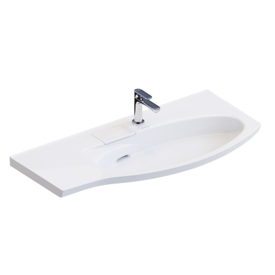 Раковина Riva/Рива мебельная правая с крепежом 100, белая глянцевая