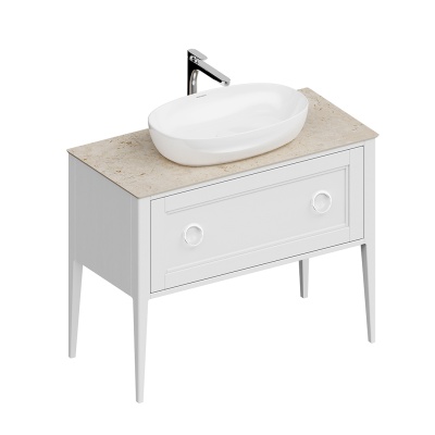 Тумба Plaza Classic/Плаза Классик напольная 1+1 ящик 100, белая матовая