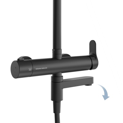 Душевая колонна Fonte/Фонте на 3 потока с поворотным изливом и механическим смесителем, черный матовый Душевая колонна Fonte/Фонте на 3 потока с поворотным изливом и механическим смесителем, черный матовый