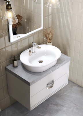 Раковина Canaletto/Каналетто накладная 60, белая глянцевая