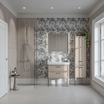 Тумба Pompei/Помпеи напольная с 2 ящиками 80, камео бежевый глянцевый Тумба Pompei/Помпеи напольная с 2 ящиками 80, камео бежевый глянцевый