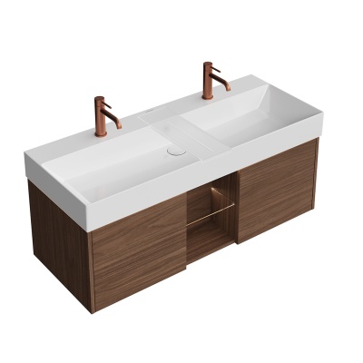 Тумба Grande/Гранде подвесная 120, 2 ящика + открытая зона, структурированный орех Тумба Grande/Гранде подвесная 120, 2 ящика + открытая зона, структурированный орех