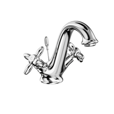 Смеситель для раковины MUSE вентильный с донным клапаном, хром глянец Смеситель для раковины MUSE вентильный с донным клапаном, хром глянец