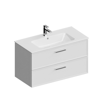 Тумба PIANO Classic подвесная 95 см, 2 ящика, ясень белый матовый