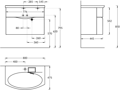 Тумба RIVA подвесная 80, белая матовая