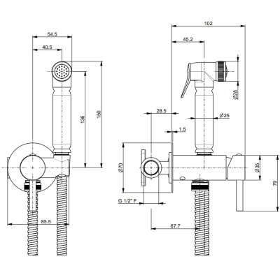 Смеситель с гигиеническим душем встроенного монтажа NOTA, хром