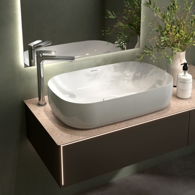 Смеситель для раковины OLE однорычажный высокий без донного клапана, хром глянец