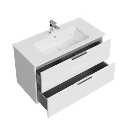 Тумба PIANO Forte подвесная 95 см, 2 ящика, белый глянцевый