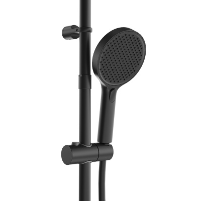 Душевая колонна FONTE на 3 потока с поворотным изливом с термостатическим смесителем, черный матовый Душевая колонна FONTE на 3 потока с поворотным изливом с термостатическим смесителем, черный матовый