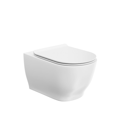 Унитаз Modula подвесной безободковый с крепежом, белый глянцевый Унитаз Modula подвесной безободковый с крепежом, белый глянцевый