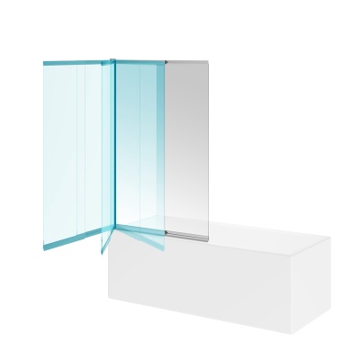 Шторка на ванну VETRO, раздвижная/распашная, 100х150, хром