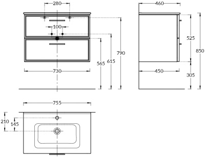 Тумба PIANO Classic подвесная 75, ясень белый матовая
