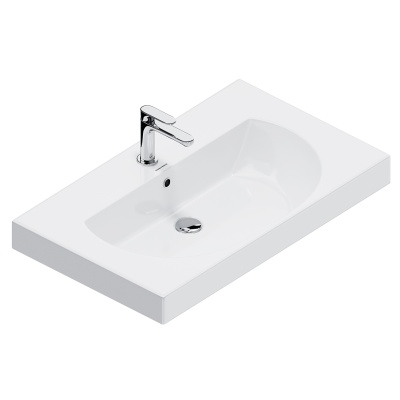 Раковина BUONGIORNO подвесная/мебельная 80, белая глянцевая