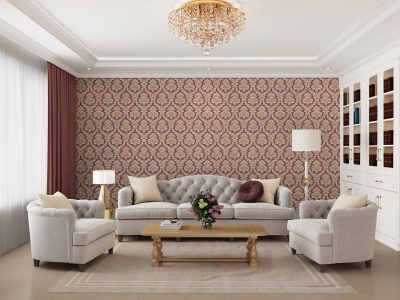 Обои виниловые Палаццо мотив, красный Обои виниловые Палаццо мотив, красный