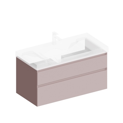 Тумба CUBO подвесная с ящиками 100, мальва матовая Тумба CUBO подвесная с ящиками 100, мальва матовая